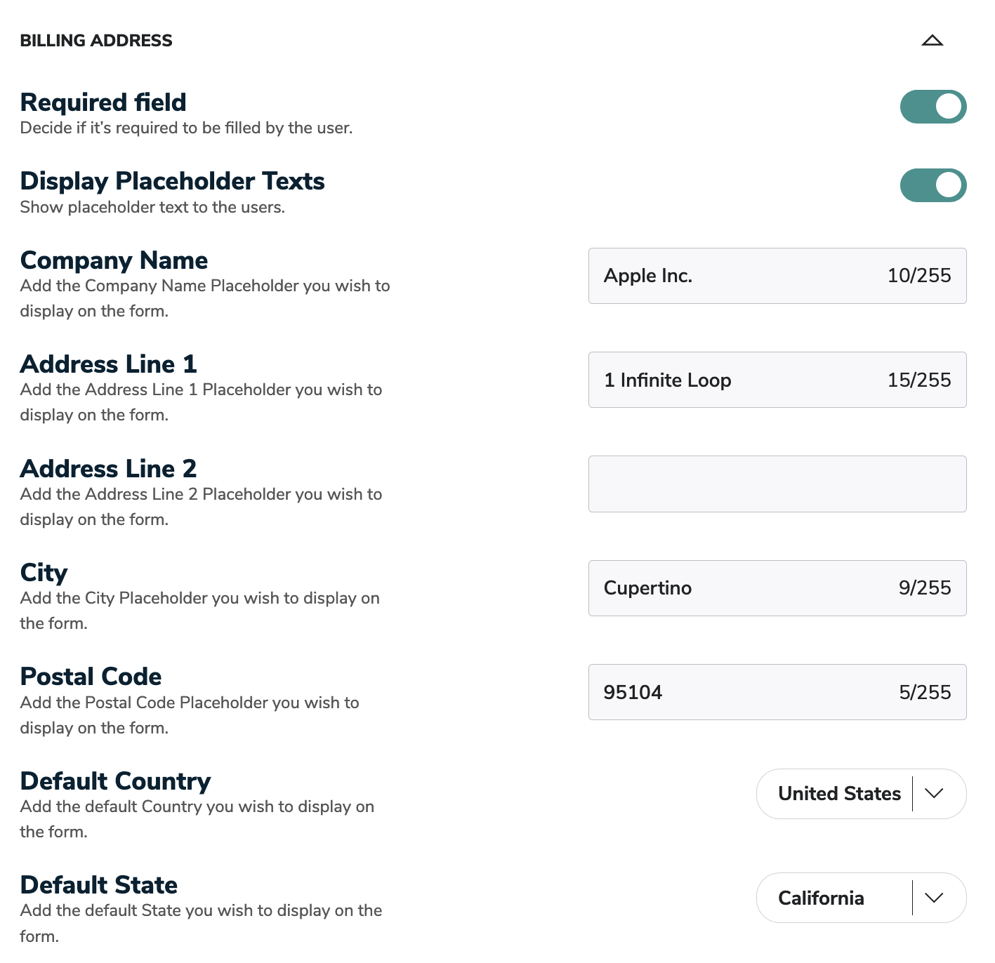 Forms Billing Address Block