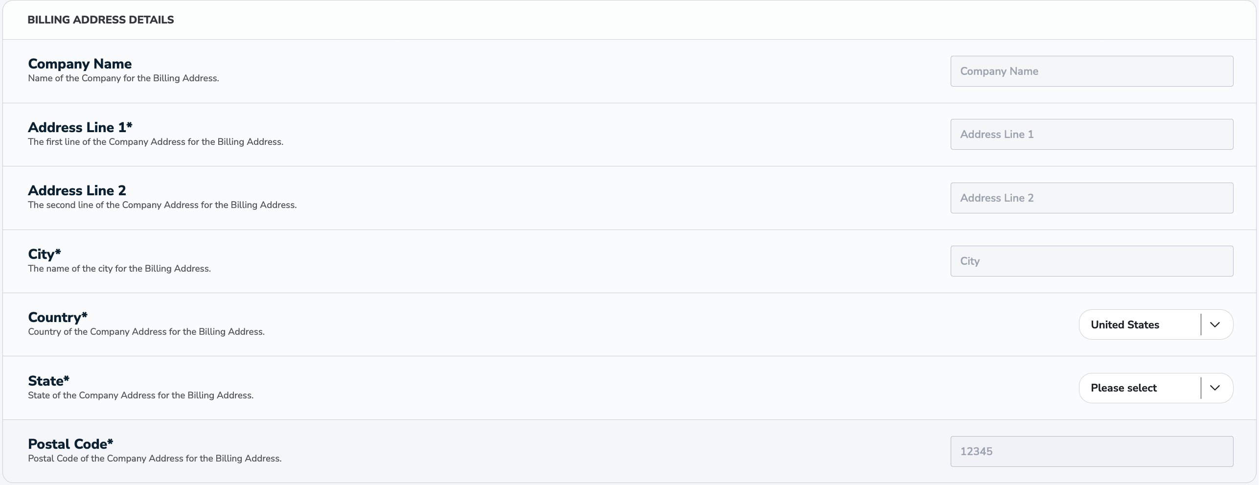 Virtual Terminal Customer Information Tab Billing Address Details